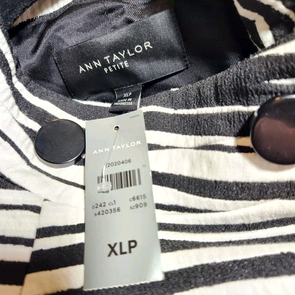 NEW Ann Taylor XLP $250 Black White Zebra Animal Print Double Breasted Peacoat - Picture 2 of 10